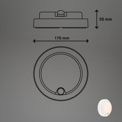 Brilo - Rechargeable Outdoor LED Wall Light with Sensor, 4W/5V, 4400 mAh, IP44, White