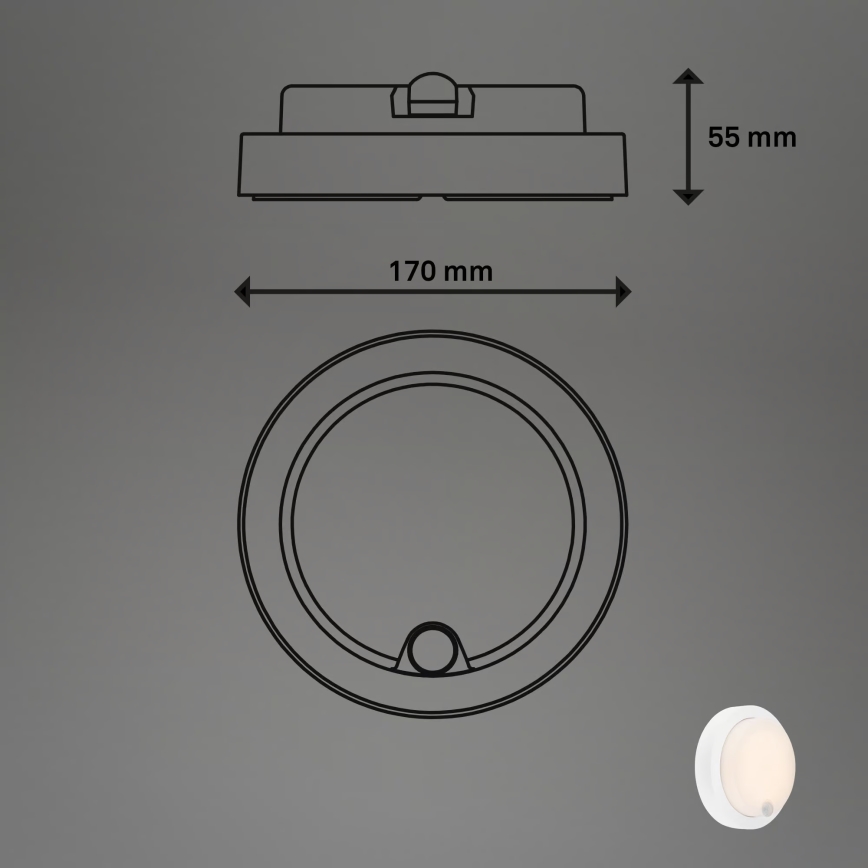 Brilo - Rechargeable Outdoor LED Wall Light with Sensor, 4W/5V, 4400 mAh, IP44, White