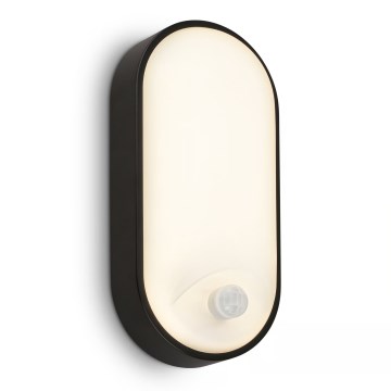 Brilo - RUCH LED Outdoor Wall Light with Motion and Dusk Sensor, 12W LED/230V IP65 Black