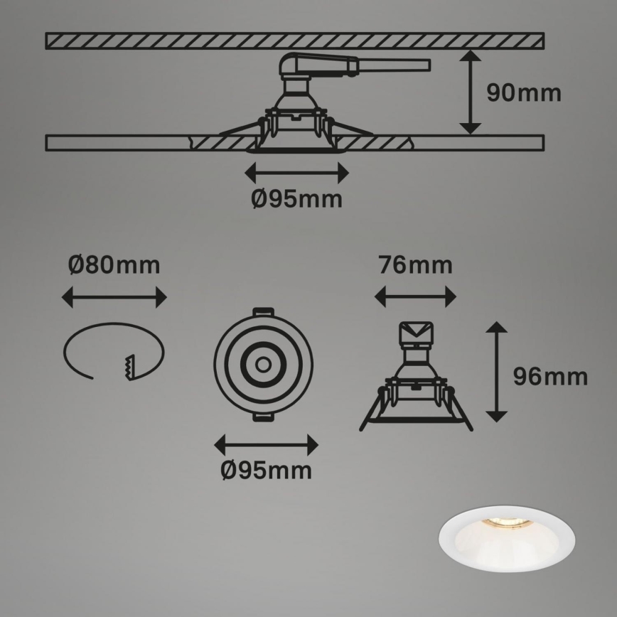 Brilo - SET 3x Bathroom recessed light 1xGU10/9W/230V IP23 white