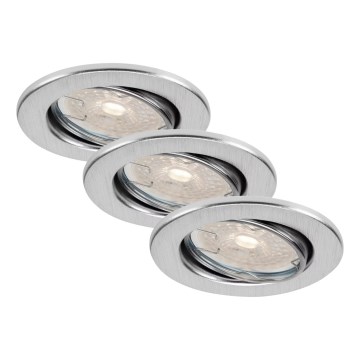 Brilo - Set 3x Dimmable LED Bathroom Recessed Ceiling Lights DIMM LED/5,5W/230V IP23 Matte Chrome