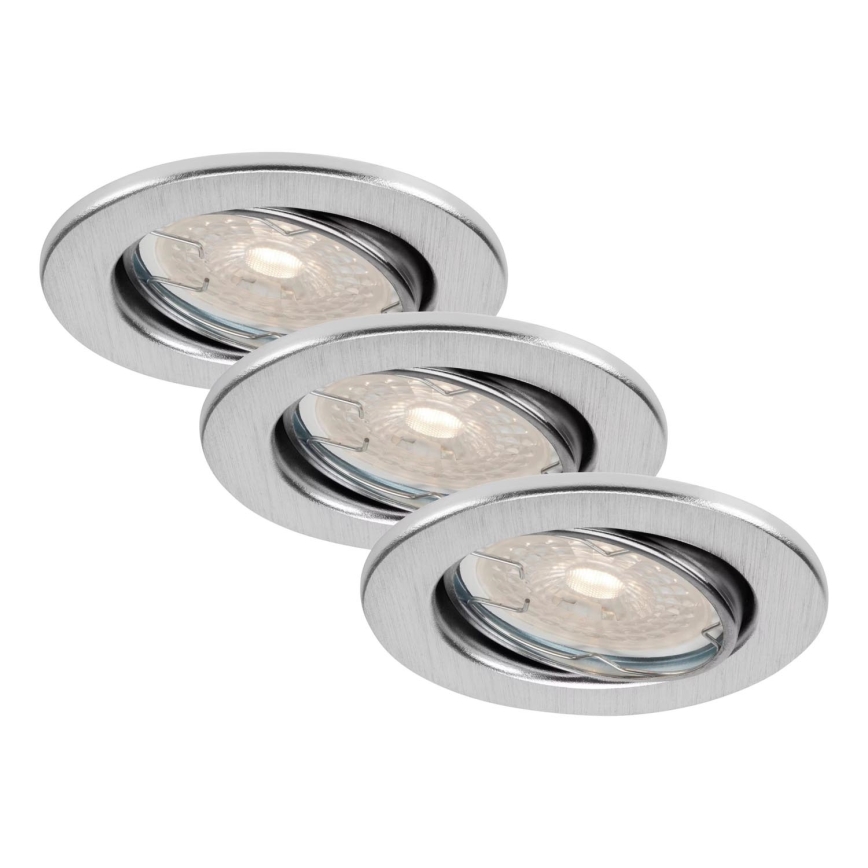 Brilo - Set 3x Dimmable LED Bathroom Recessed Ceiling Lights DIMM LED/5,5W/230V IP23 Matte Chrome