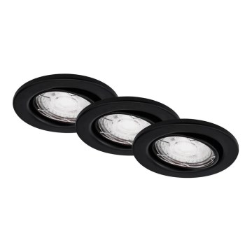 Brilo - SET 3x LED Bathroom recessed light 1xGU10/5W/230V IP23 black