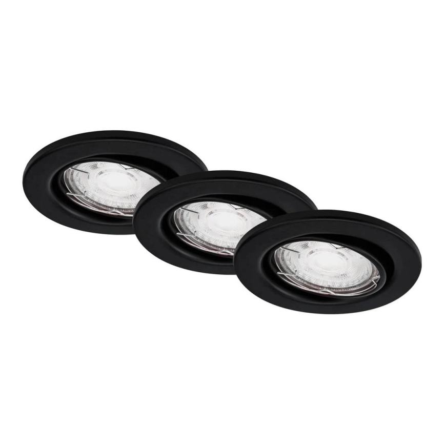 Brilo - SET 3x LED Bathroom recessed light 1xGU10/5W/230V IP23 black