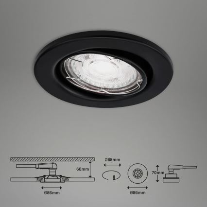 Brilo - SET 3x LED Bathroom recessed light 1xGU10/5W/230V IP23 black