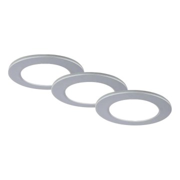 Brilo - SET 3x LED Bathroom recessed light LED/4W/230V IP44 3000/4000K silver