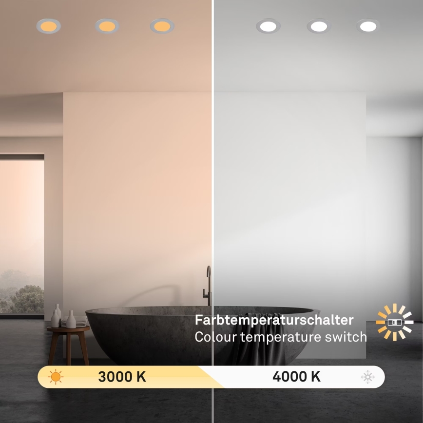 Brilo - SET 3x LED Bathroom recessed light LED/4W/230V IP44 3000/4000K silver