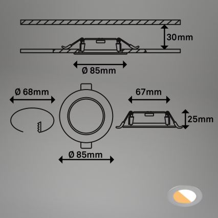 Brilo - SET 3x LED Bathroom recessed light LED/4W/230V IP44 3000/4000K silver