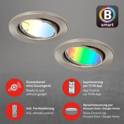 Brilo - SET 3x LED RGBW Dimmable bathroom light 1xGU10/4,9W/230V 2700-6500K Wi-Fi Tuya IP23 + remote control