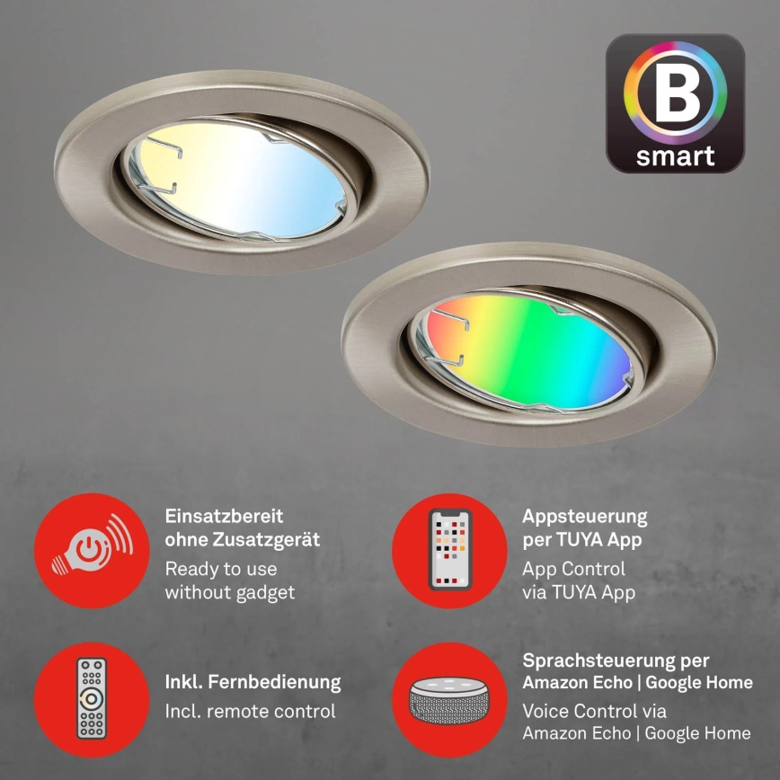 Brilo - SET 3x LED RGBW Dimmable bathroom light 1xGU10/4,9W/230V 2700-6500K Wi-Fi Tuya IP23 + remote control