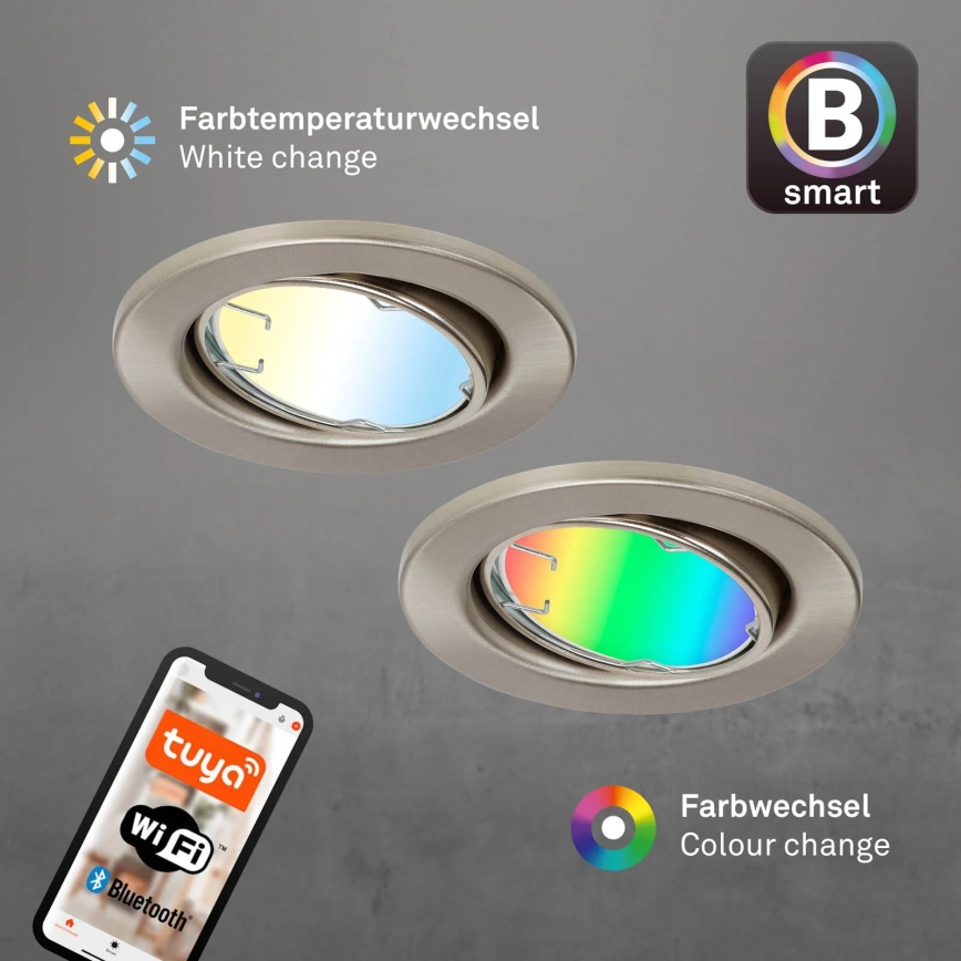 Brilo - SET 3x LED RGBW Dimmable bathroom light 1xGU10/4,9W/230V 2700-6500K Wi-Fi Tuya IP23 + remote control
