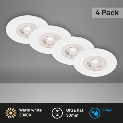 Brilo - SET 4x LED Bathroom recessed light LED/4,9W/230V IP44 white