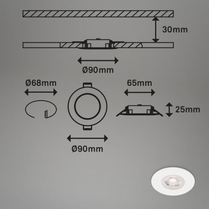 Brilo - SET 4x LED Bathroom recessed light LED/4,9W/230V IP44 white