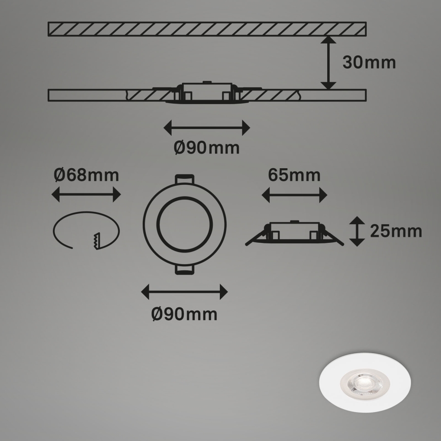 Brilo - SET 4x LED Bathroom recessed light LED/4,9W/230V IP44 white