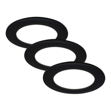 Brilo - Set of 3 FLAT LED bathroom recessed ceiling lights/6W/230V IP44 black