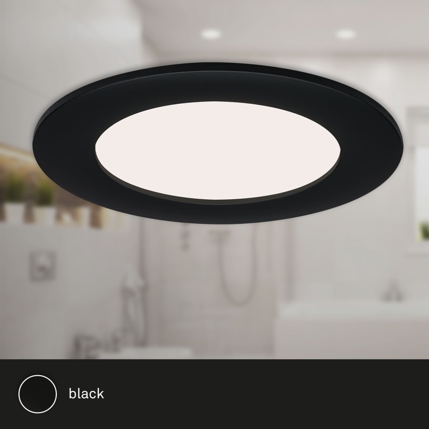 Brilo - Set of 3 FLAT LED bathroom recessed ceiling lights/6W/230V IP44 black