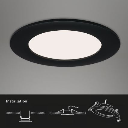 Brilo - Set of 3 FLAT LED bathroom recessed ceiling lights/6W/230V IP44 black
