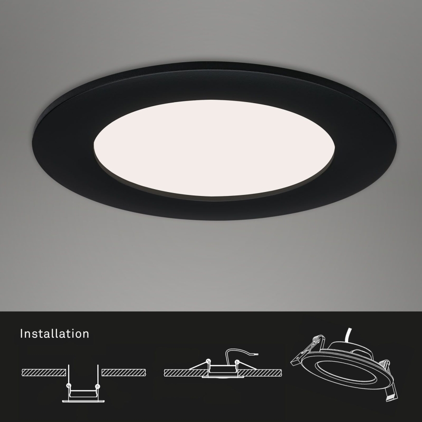 Brilo - Set of 3 FLAT LED bathroom recessed ceiling lights/6W/230V IP44 black