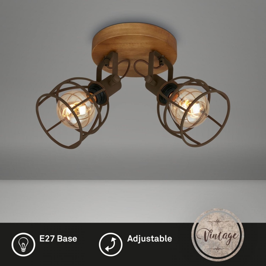 Brilo - Spotlight VINTAGE 2xE27/25W/230V brown