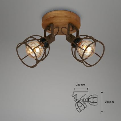 Brilo - Spotlight VINTAGE 2xE27/25W/230V brown