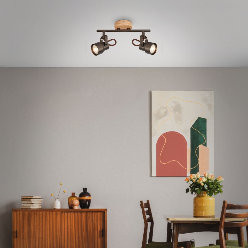 Brilo - LED spotlight TAHUN 2xGU10/5W/230V 3000K brown