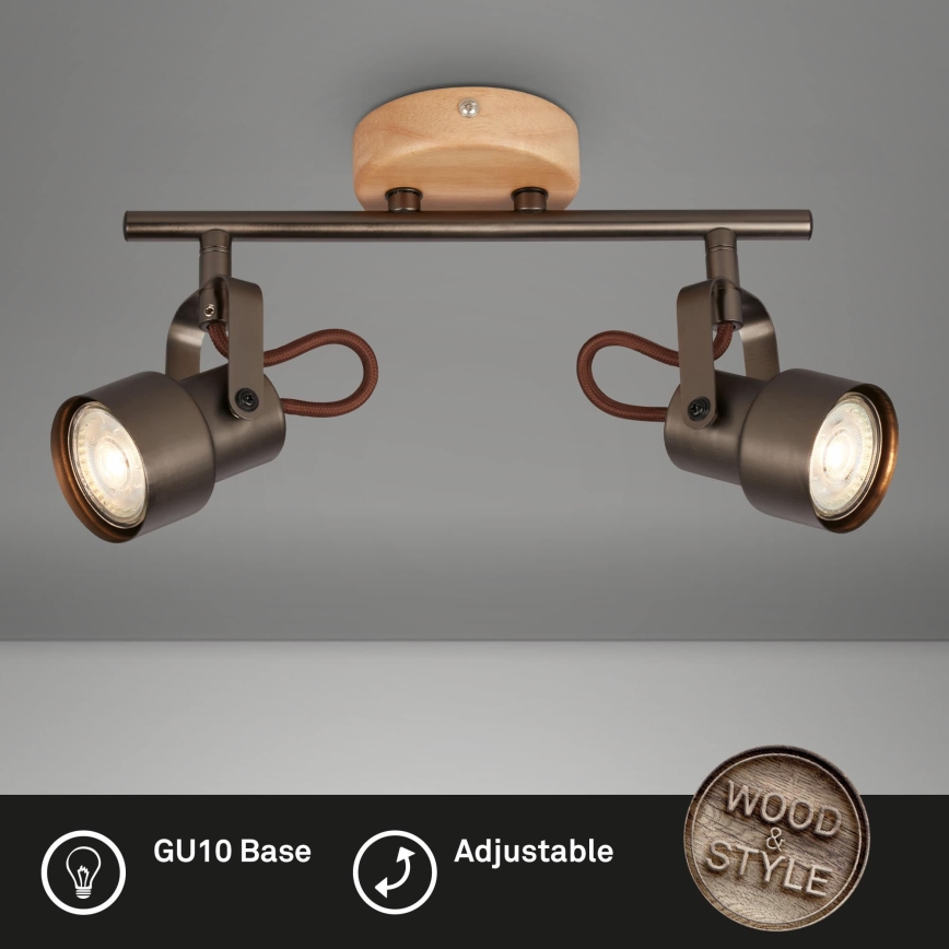 Brilo - LED spotlight TAHUN 2xGU10/5W/230V 3000K brown
