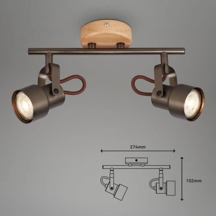 Brilo - LED spotlight TAHUN 2xGU10/5W/230V 3000K brown