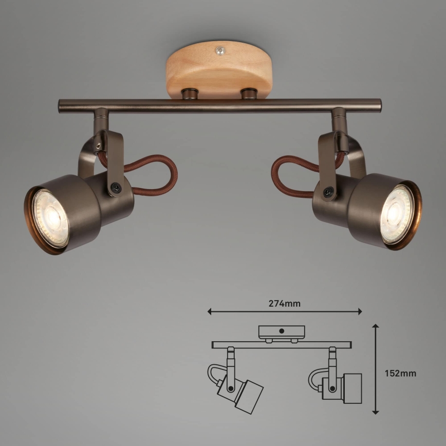 Brilo - LED spotlight TAHUN 2xGU10/5W/230V 3000K brown