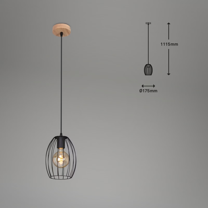 Brilo - WAKTU Cable-Suspended Pendant Light 1xE27/60W/230V