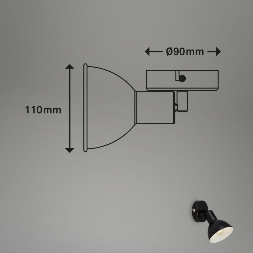 Brilo - Wall spotlight RETRO 1xE14/25W/230V black
