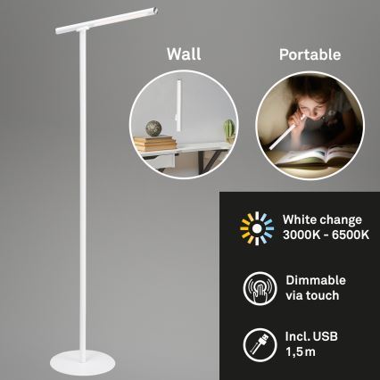 Briloner 1384-016 - LED Dimmable touch floor lamp 2in1 EVERYWHERE LED/2,3W/5V