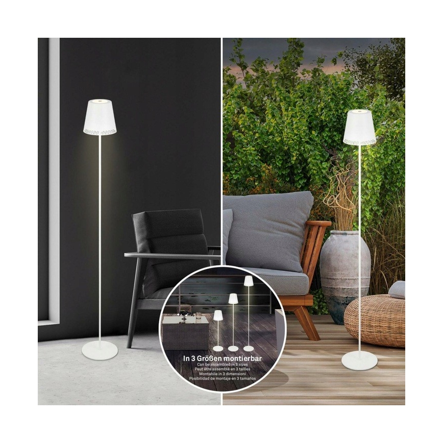 Briloner 1438016 - LED Dimmable touch floor lamp 3in1 LED/3,5W/5V IP44 3000K 38-130 cm white