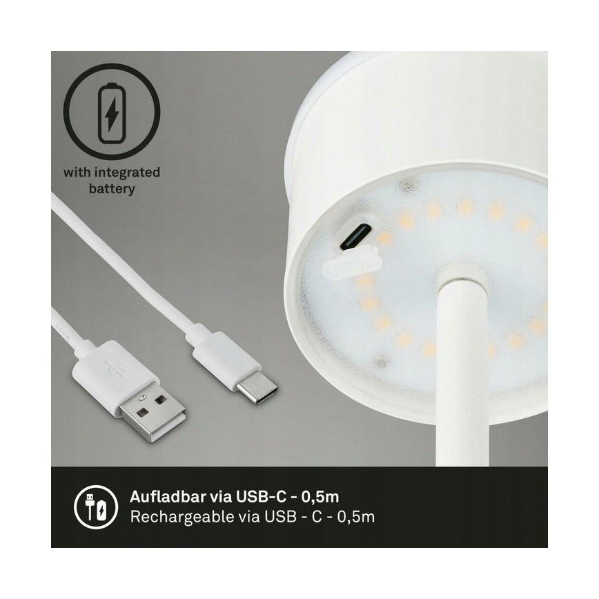 Briloner 1438016 - LED Dimmable touch floor lamp 3in1 LED/3,5W/5V IP44 3000K 38-130 cm white