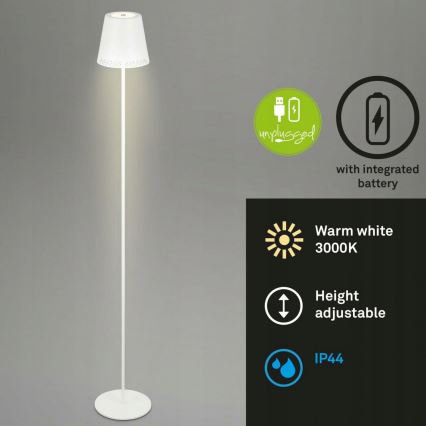 Briloner 1438016 - LED Dimmable touch floor lamp 3in1 LED/3,5W/5V IP44 3000K 38-130 cm white