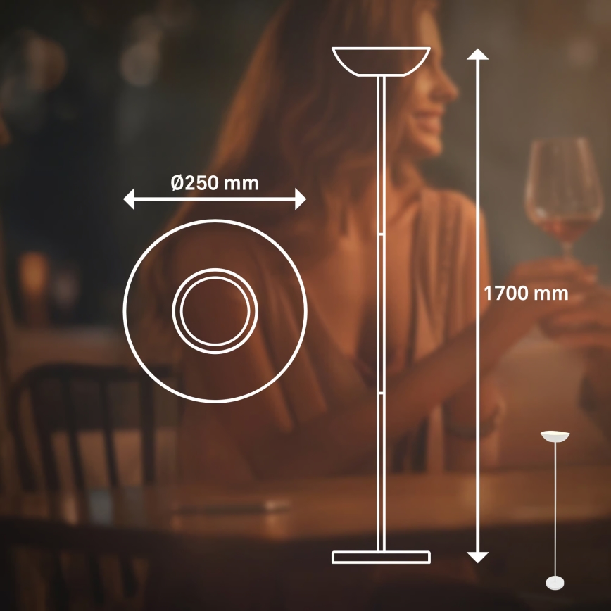 Briloner 1500016 - ESTATE Dimmable LED Floor Lamp, 8W (5V), 4000 mAh, White