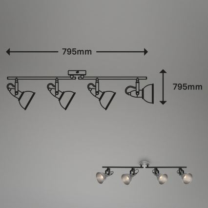 Briloner 2049-044 - Spotlight RETRO 4xE14/40W/230V grey