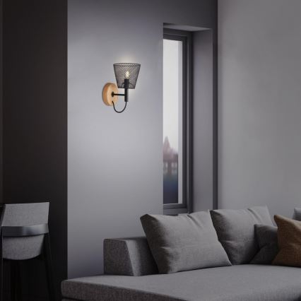 Briloner 2077-015 - Wall light WOOD & STYLE 1xE14/25W/230V rubber tree