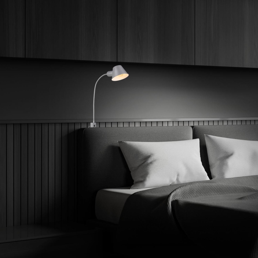 Briloner 2079-014 - Flexible wall lamp 1xE27/10W/230V silver