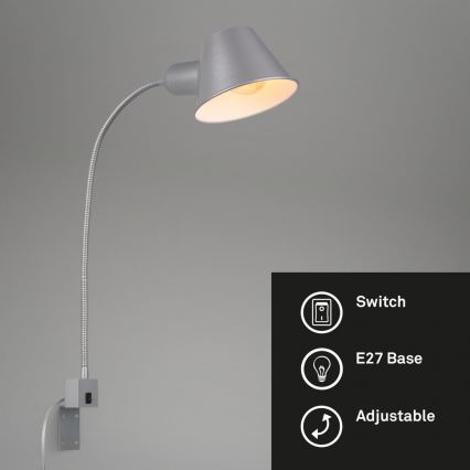 Briloner 2079-014 - Flexible wall lamp 1xE27/10W/230V silver
