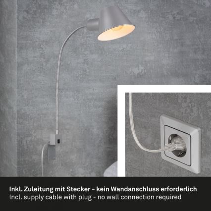 Briloner 2079-014 - Flexible wall lamp 1xE27/10W/230V silver