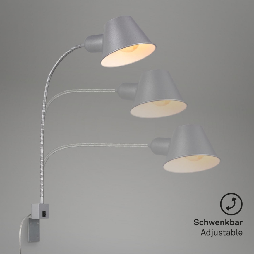 Briloner 2079-014 - Flexible wall lamp 1xE27/10W/230V silver