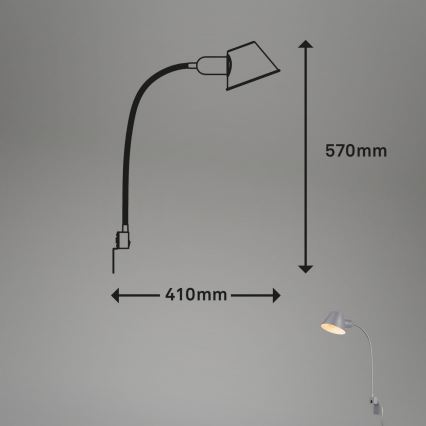 Briloner 2079-014 - Flexible wall lamp 1xE27/10W/230V silver