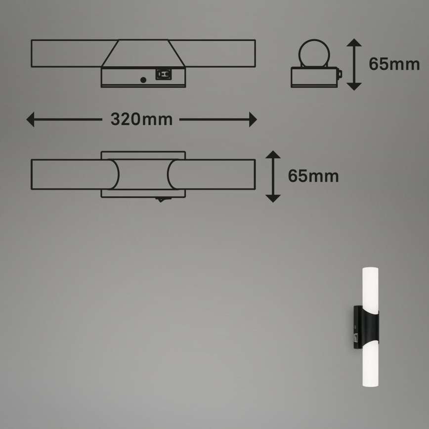 Briloner 2111-015 - LED bathroom mirror light LED/6.5W/230V 32 cm black