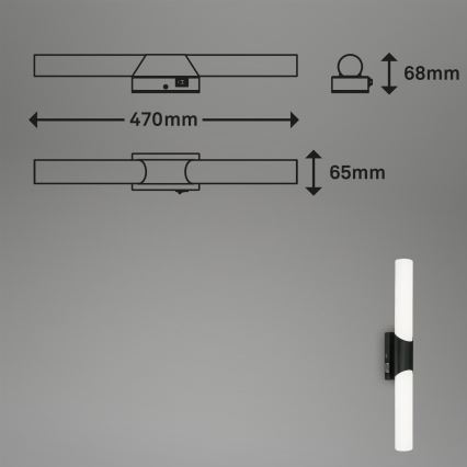 Briloner 2111-115 - LED Bathroom Mirror Light LED/11W/230V IP44 47 cm Black