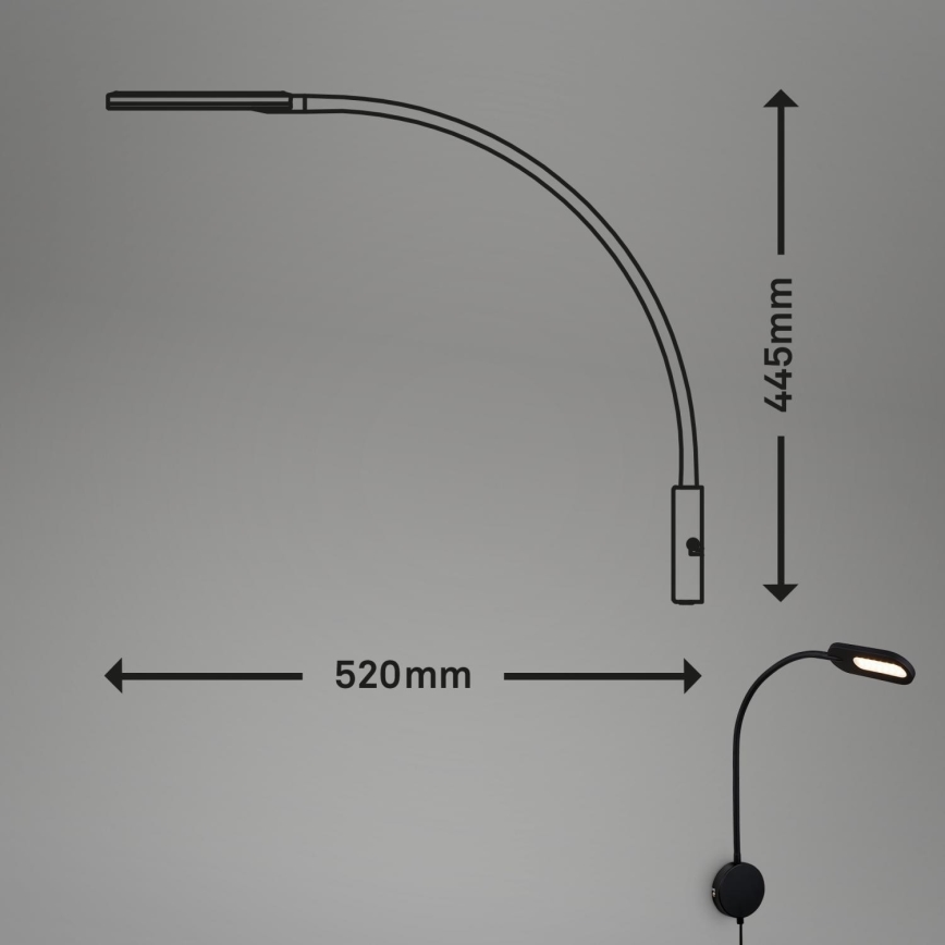 Briloner 2177015 - LED Dimmable flexible wall lamp LED/6W/230V black