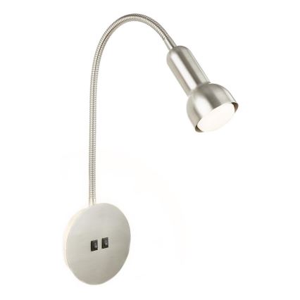 Briloner 2178012 - LED Flexible wall lamp 1xE14/10W/230V + LED/3W matte chrome