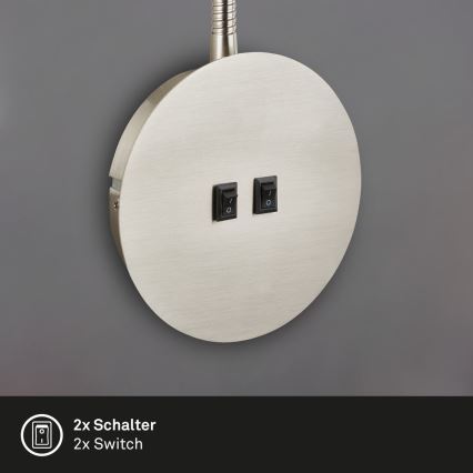 Briloner 2178012 - LED Flexible wall lamp 1xE14/10W/230V + LED/3W matte chrome