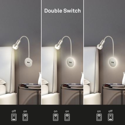 Briloner 2178012 - LED Flexible wall lamp 1xE14/10W/230V + LED/3W matte chrome