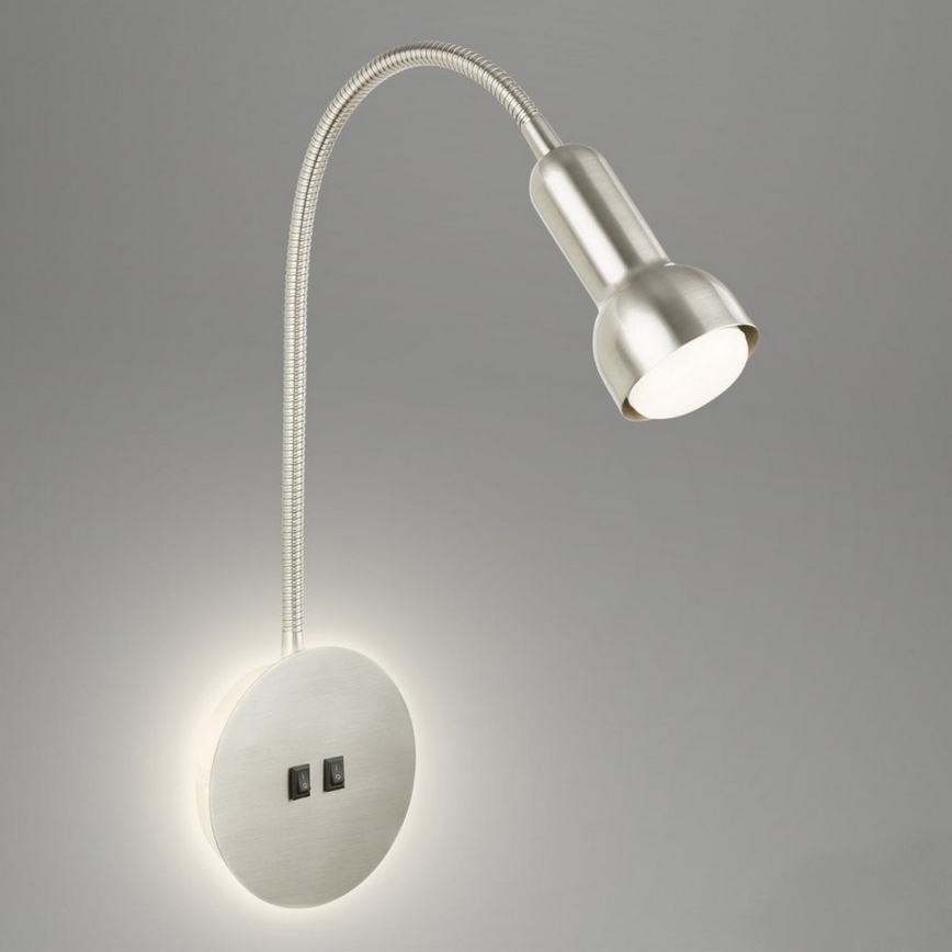 Briloner 2178012 - LED Flexible wall lamp 1xE14/10W/230V + LED/3W matte chrome