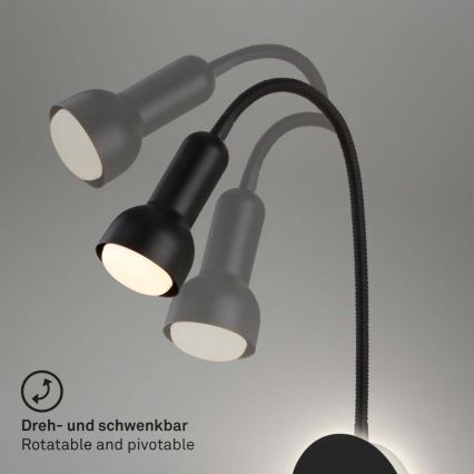 Briloner 2178015 - LED Flexible wall lamp 1xE14/10W/230V + LED/3W black